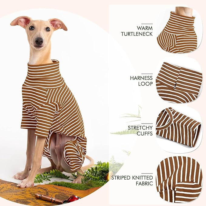 Dog Sweaters for Small Dogs Girls Boys, Striped Pet Sweaters for Fall Winter Dog Clothes, Turtleneck Pullover Knitwear for Small Medium Large Dogs
