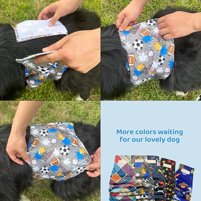 Reusable Dog Diapers Male High Absorbing Belly Band for Male Dogs Washable Dog Belly Band with Cute Patterns 5packs (XL, 18” - 21” Waist)