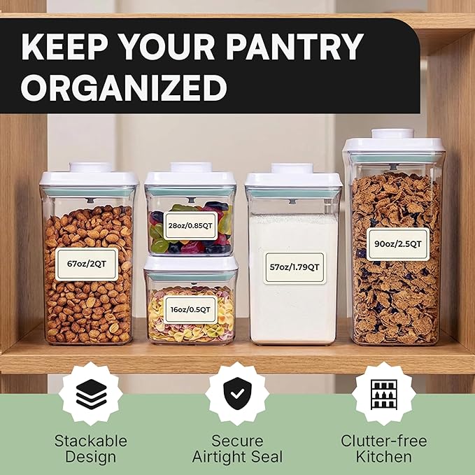 Bop Top Airtight Food Storage Containers with Lid 30 oz | Kitchen Canister Sets | Air Tight Pantry Container | Pop Top Dry Food Storage Containers for Snacks, Sugar, Flour, Baking, Cereal, Pasta