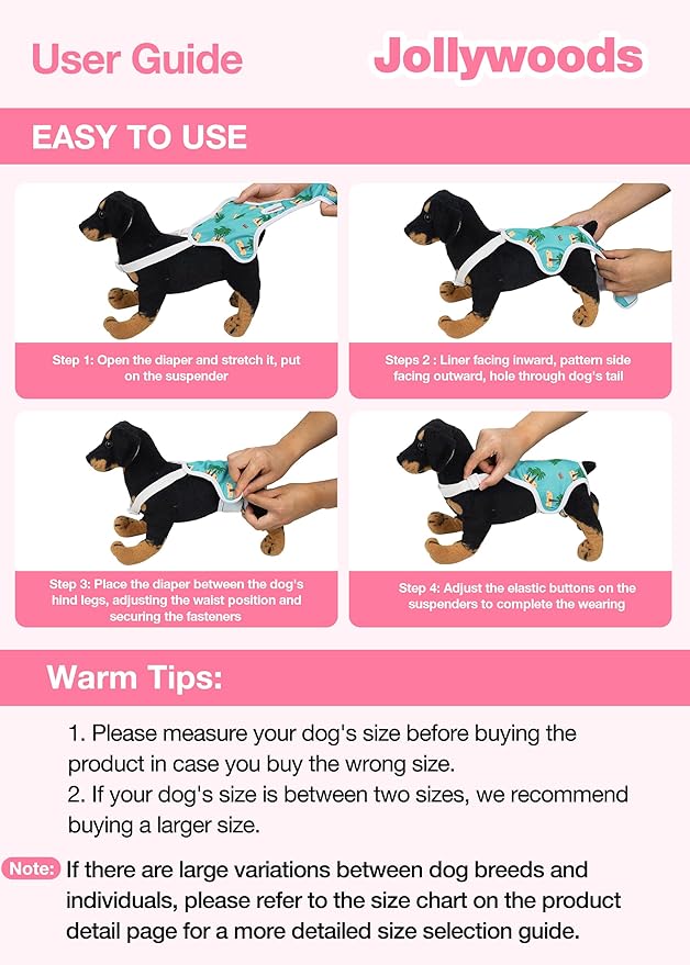 3 Pack Washable Female Dog Diaper Onesie Sanitary Pantie with Adjustable Suspender, Reusable Fixed Doggie Diapers, Super Absorbent Leakproof for Small Medium Large Dog in Heat Cycle