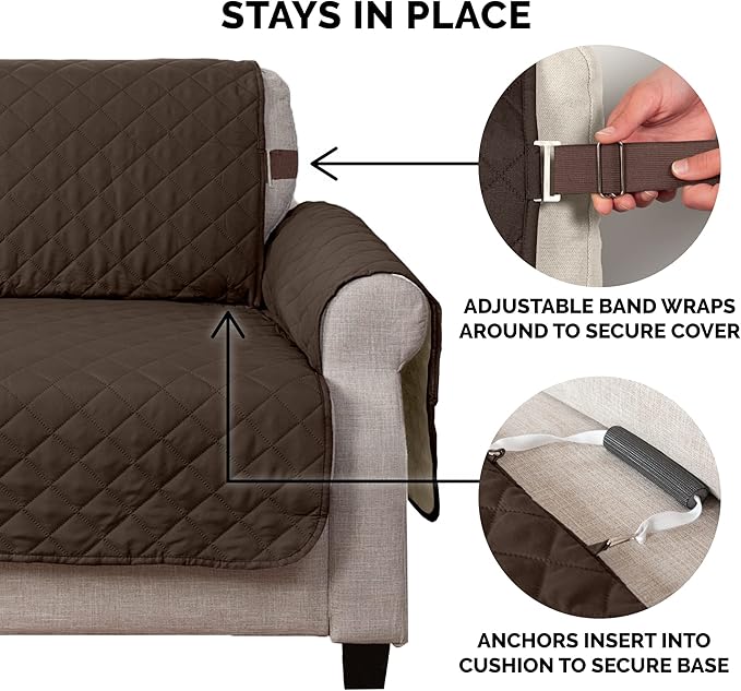 Furhaven Water-Resistant & Reversible Chair Cover Protector for Dogs, Cats, & Children - Two-Tone Pinsonic Quilted Living Room Furniture Cover - Espresso/Clay, Chair