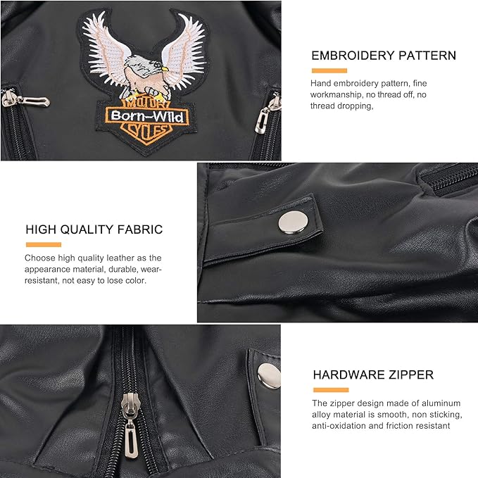 Warm Dog Coat Small and Medium Dog Clothes Windproof Waterproof Puppy Clothing Cool Pet Dog Clothes Puppy Leather Jacket Black XL