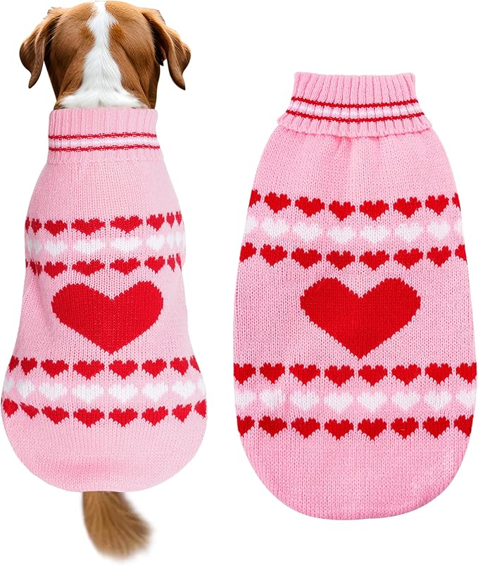 Dog Sweater Turtleneck Pet Sweaters Winter Coat Apparel Warm Knitted Holiday Clothes for Cat and Puppy (Small)