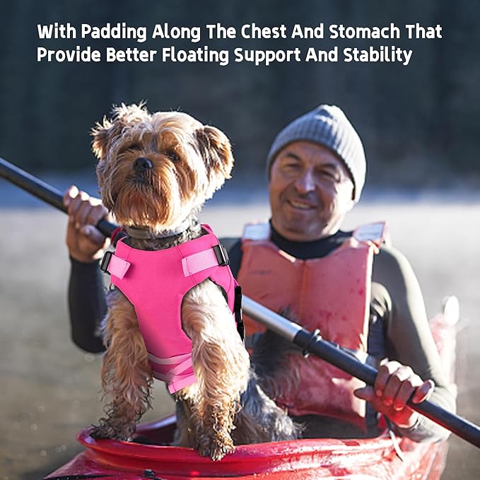 Dogcheer Dog Life Jacket with Double Rescue Handle, Reflective Dog Harness Life Vest for Swimming Boating, Adjustable Pet Swim Vest Dog Flotation Device DFD for Small Medium Large Dogs - Pink XS