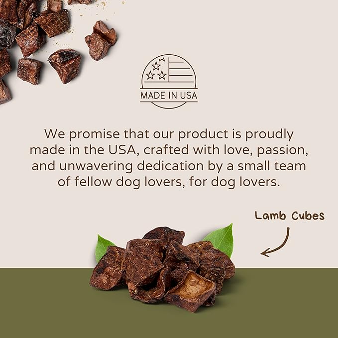 Lamb Cubes Single Ingredient Healthy Dog Treats - All Natural, Vet Approved, Grain Free, Nutritious Made in USA Treats for Dogs (Lamb Lung, 5oz)