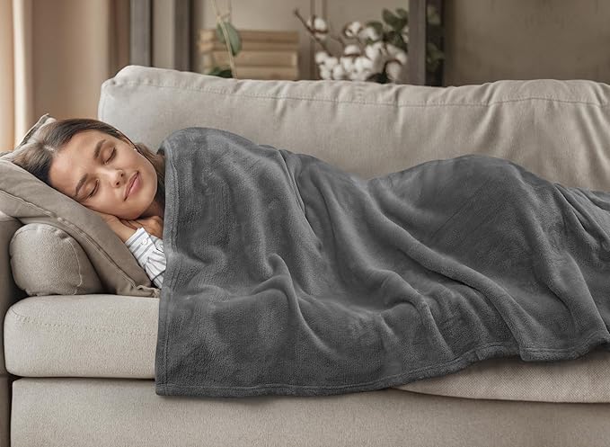Utopia Bedding Grey Fleece Blanket Twin Size Lightweight Fuzzy Soft Anti-Static Microfiber Bed Blanket (60x80 Inch)