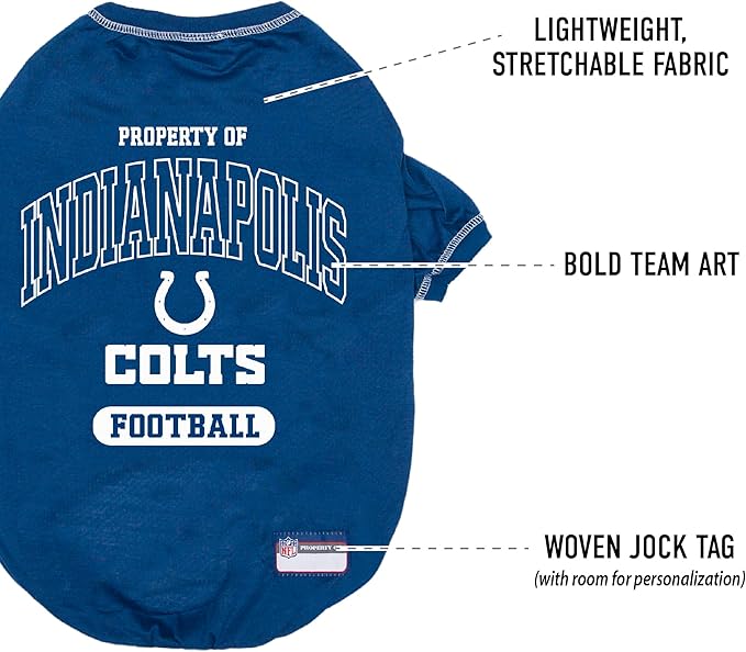 NFL Indianapolis Colts Dog T-shirt X-Large. - Licensed Shirt for Pets Team Colored with Team Logos- Premium Stretchable Materials for the comfort of your Dog & Cat