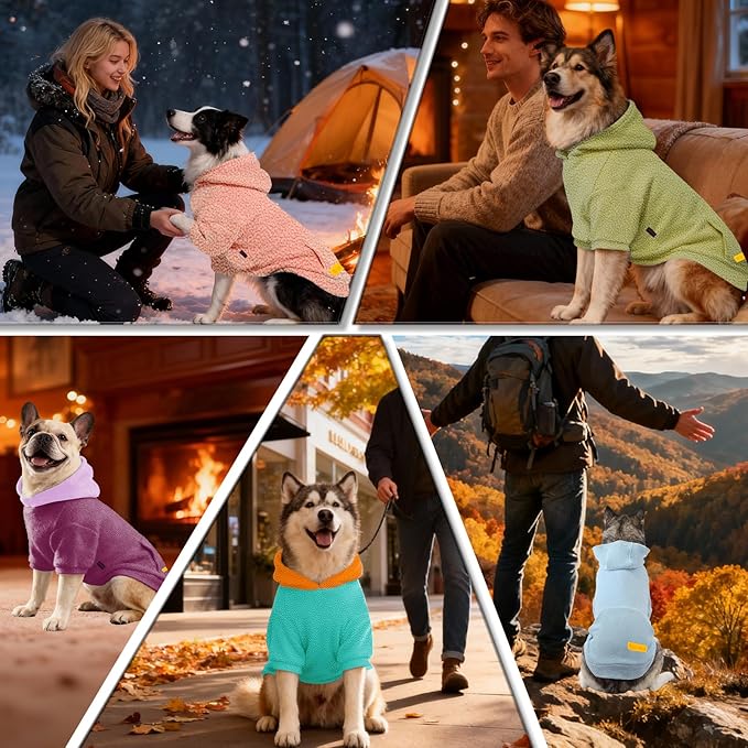 Basic Dog Hoodie Sweatshirts, Pet Clothes Hoodies, Granular Velvet, Sweater with Hat and Leash Hole, Soft Velvet Outfit Coat for Small Medium Large Dogs, Pink (Medium)