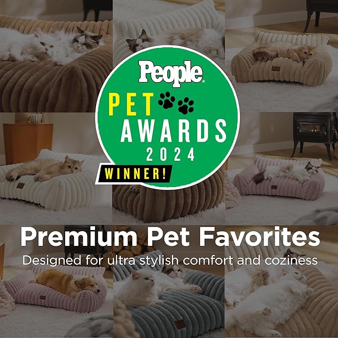 Bedsure ComfyFleece™ Cute Dog Couch for Medium Dogs - As Seen on TV on Good Day New York, Dog Couch Bed with Removable, Washable Cover, Supportive Pet Sofa, for Medium Large Dogs, 36inch, Sandy Beige