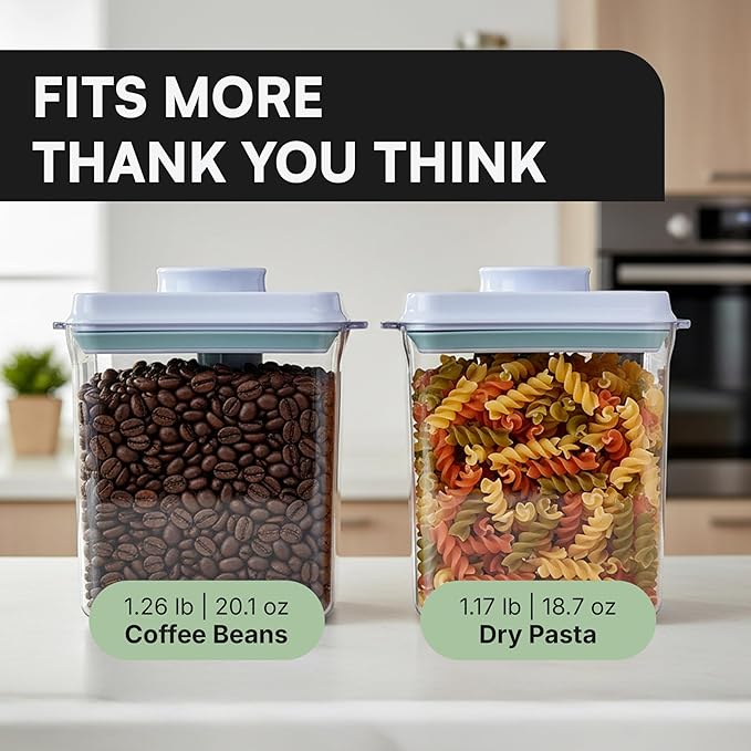 Bop Top Airtight Food Storage Containers with Lid & Scoop 57 oz| Kitchen Canister Sets | Air Tight Pantry Container| Pop Top Dry Food Storage Containers for Snacks, Sugar, Flour, Baking, Cereal, Pasta