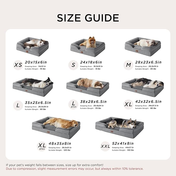 Bedsure Orthopedic Dog Beds for Small Dogs - Washable Small Dog Cat Bed Waterproof, Comfort Pet Couch Sofa with Washable Removable Cover, Pets Bed with Nonskid Bottom, Plush-Black, 24"