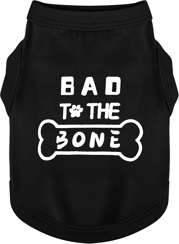 Discover Cozy Cotton Canine Wear: Soft, Lightweight, and Breathable Dog Shirt Vest with Eye-Catching Graphics(Bad to The Bone), Keeping Your Furry Friend Warm and Comfy! Black 4XL