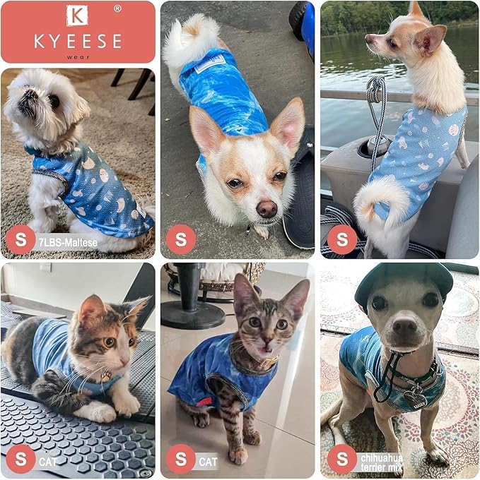KYEESE 2Pack Dog Cooling Shirt, Breathable Dog Shirt for Small Dogs, Sun Protection Dogs Cooling Vest Tank Top, Lightweight Soft Sleeveless Summer Pet Clothes, Pink+Grey, L