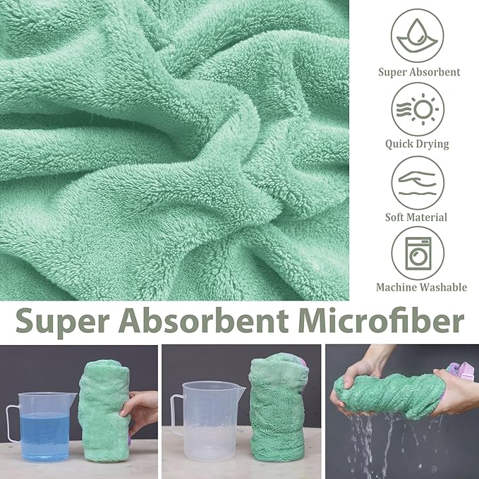 Dog Bathrobe Super Absorbent Towel Robe - Microfiber Bath Towels Fast Drying Coat for Dogs, Cute Dogs Clothes Adjustable Collar & Belly Strap Warm Keeping Hooded Dog Towel (Light Green, X-Large)