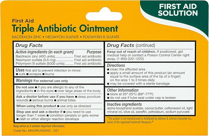 Thera Care Triple Antibiotic Ointment, First Aid, Infection Prevention and Protection, 1.0 oz, Topical Wound Care for Minor Scrapes and Cuts (Pack of 2)
