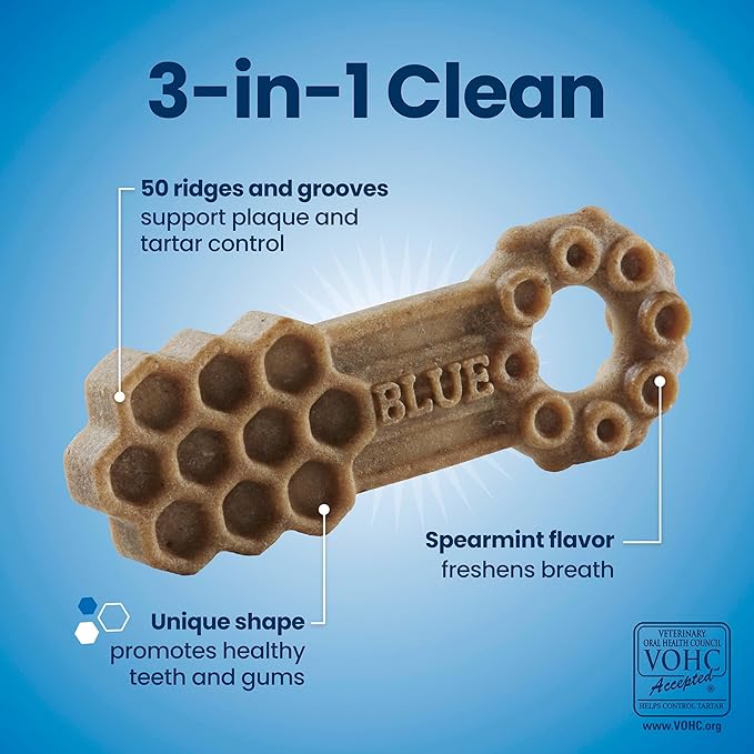 Blue Buffalo Medium Dental Chews for Dogs, Daily Dental Care Dog Treats Made in the USA with Natural Ingredients, Chicken & Spearmint (14 Count)