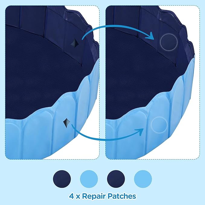 Yaheetech Foldable Dog Bath Pool Collapsible Dog Bathing Tub Doggie Wading Pool with Sprinkler for Indoor/Outdoor Use Suitbale for Puppy Small Medium Dogs Cats(Blue, 63x13 inches)
