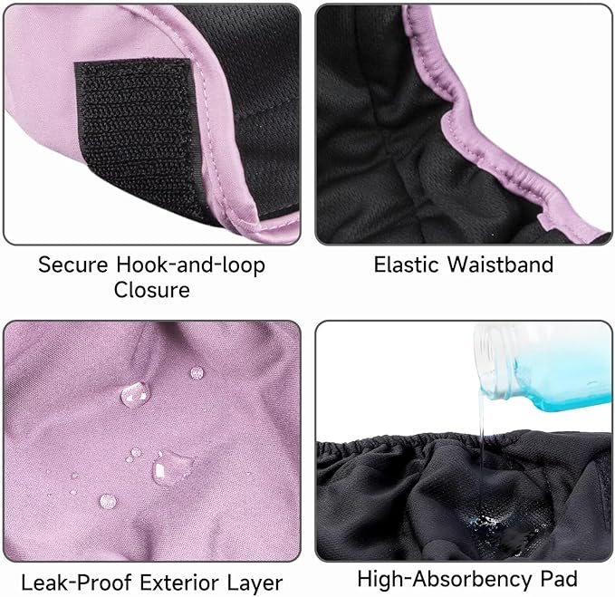 Paw Legend Washable Reusable Female Dog Period Diapers for Heat Doggie Puppy Diapers for Female Dogs (3 Pack, Small)