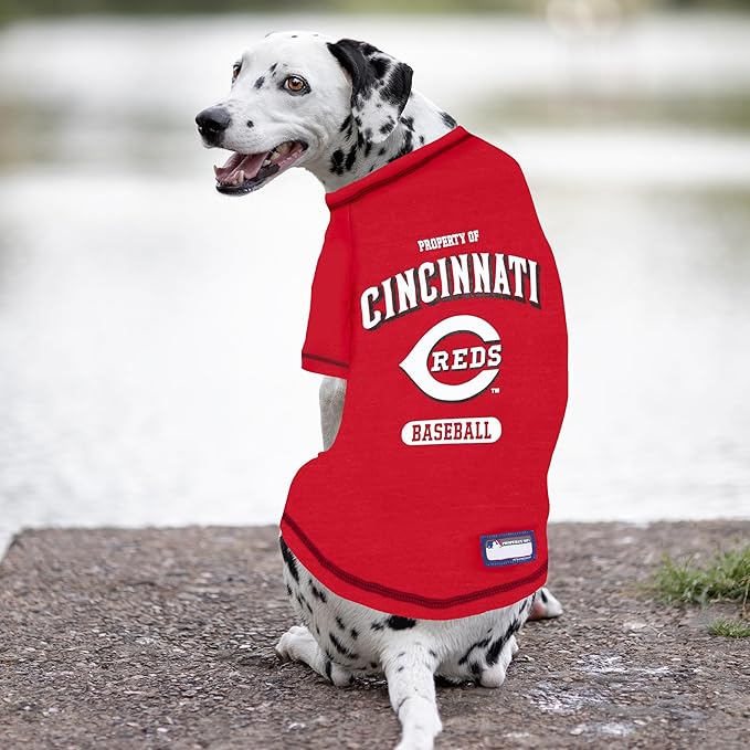 MLB Cincinnati Reds Dog T-Shirt, X-Small. - Licensed Shirt for Pets Team Colored with Team Logos. - Premium Stretchable Materials for The Comfort of Your Dog & cat.