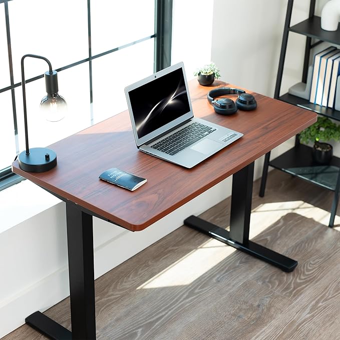 VIVO Dark Walnut 43 x 24 inch Universal Solid One-Piece Table Top for Standard and Sit to Stand Height Adjustable Home and Office Desk Frames, DESK-TOP43D