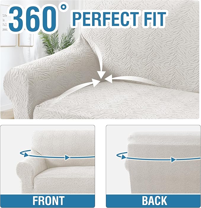 H.VERSAILTEX Jacquard Couch Covers for 3 Cushion Couch Sofa 1 Piece Stretch Sofa Covers Pets Dogs Friendly Anti Slip Thickened Slipcovers Furniture Protector Leopard Pattern(Sofa, Pale Oak)