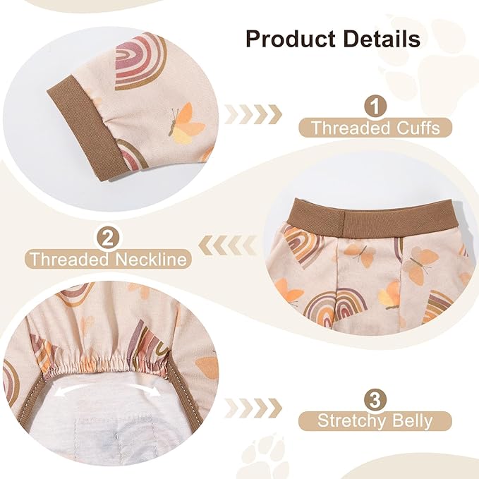 Bienbee Dog Pajamas, 4 Pack Dog Recovery Suit Shedding Suit Cute Soft Puppy Clothes Dogs Pjs Onesies Jammies Adjustable Breathable & Stretchy Clothes for Small Medium Large Dogs Girl Boy Puppy-XL