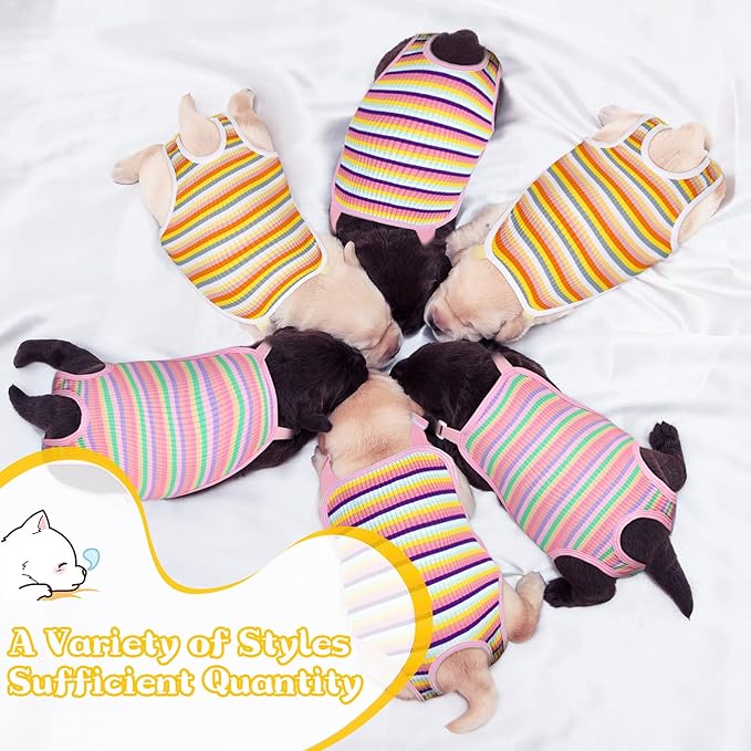 Nuanchu 3 Pcs Female Dog Diaper Sanitary Panties with Adjustable Suspender, Washable Reusable Doggie Diapers for Small Medium Large Dog in Heat Period Menstrual Pet Cats Ducks(Rainbow Pattern,L)