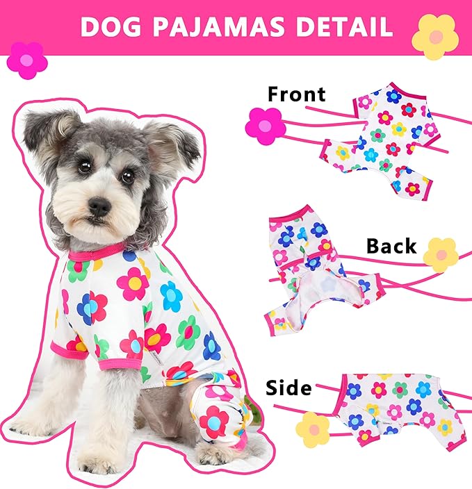 Dog Pajamas Spring Summer Dog Clothes for Small Medium Dogs Girl Boy Cute Soft Puppy Pjs Clothes Doggie Onesies Cat Pet Jammies Outfit (Rose,L)