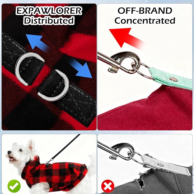 EXPAWLORER Dog Hoodie Fleece Sweater Vest, Hooded Dog Sweatshirt Fall Winter Pet Clothes with Leash Ring, Sleeveless Warm Cozy Puppy Clothing for Cat Small Medium Large Dogs Girl Boy, Red XS