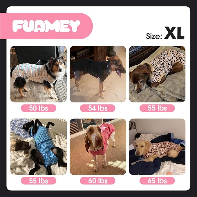 FUAMEY Surgery Recovery Suit for Large Dogs,Dog Surgery Suit Female Spay Male Dogs Neuter Recovery Shirt Dog Onesie Anti Licking Abdominal Wounds Pet Bodysuit Skin Conditions Rose Dye XL