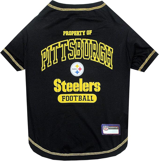 NFL Pittsburgh Steelers Dog T-shirt Large. - Licensed Shirt for Pets Team Colored with Team Logos- Premium Stretchable Materials for the comfort of your Dog & Cat