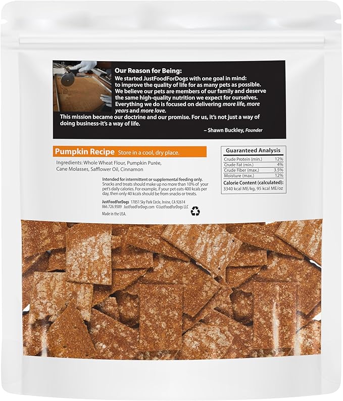JustFoodForDogs Dog & Cat Treats - Pumpkin Recipe (5 oz)