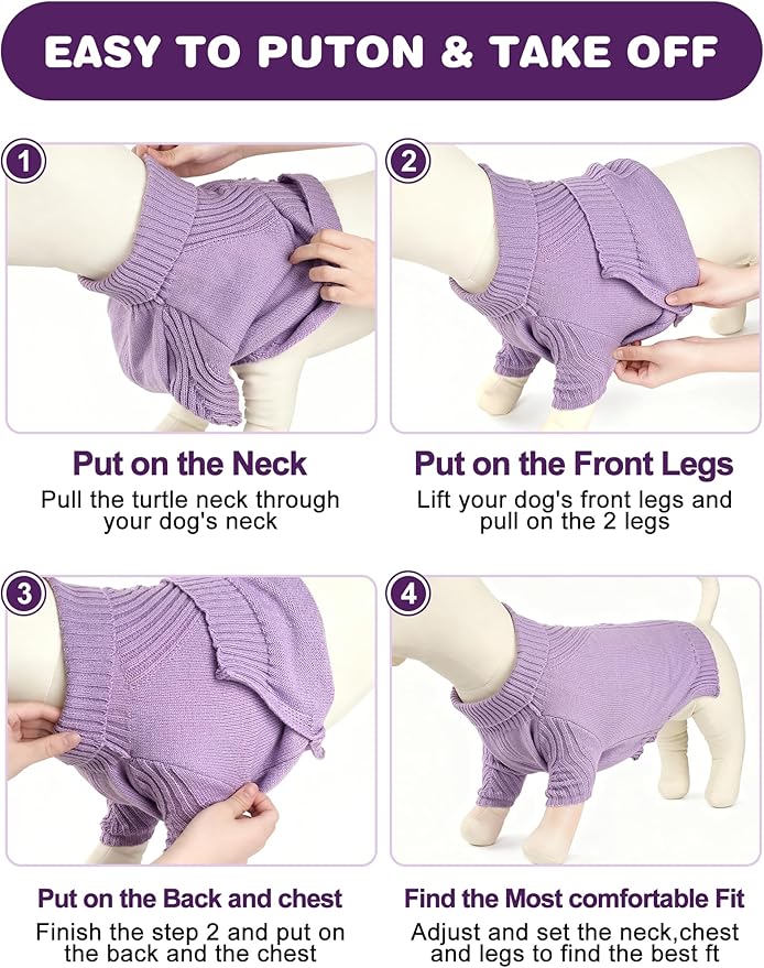 Dog Sweaters for Small Medium Large Dog, Classic Turtleneck Pet Clothes Warm Thermal Doggy Winter Coat, Thick Double Knitting Collar Pullover Cold Weather Puppy Jacket for Indoor & Outdoor Wear