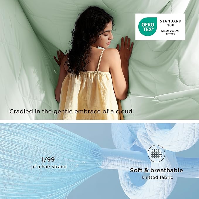 Bedsure Cooling Blankets for Hot Sleepers - Cooling Comforter, Cold Summer Blanket King Size for Bed, Ice Breathable and Lightweight Gift for Night Sweats, Light Green, 104x90 Inches
