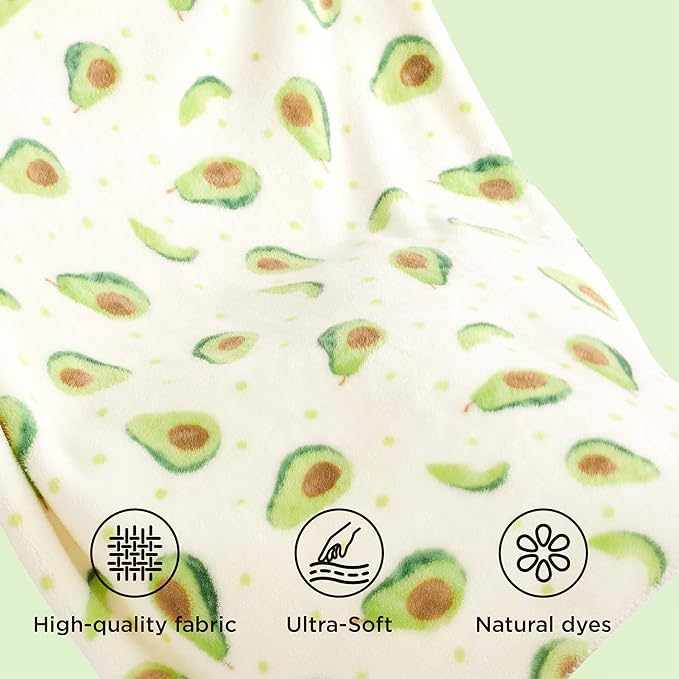 Bedsure Cute Avocado Throw Blanket - Soft Fleece Throw for Girls Boys Teens Kids as Gifts, GentleSoft Cozy Fuzzy Room Decor Aesthetic Fruit Pattern Blankets for Couch Sofa Bed Camping, 50x60