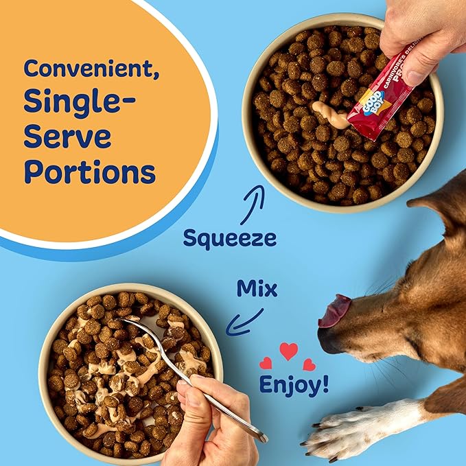 Good Boy Protein Purees Variety Pack Dog Food Mixers for All Adult Dogs, 90 Count, Easy Single-Serve Triple Flavor Topper Treats with Chicken, Salmon, Duck, Beef and Rabbit