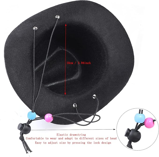 Yewong Pet Cowboy Costume Accessories - Dog Cat Pet Size Cowboy Hat and Bandana Scarf West Accessories for Puppy Kitten Party Festival and Daily Wearing Set of (Black Hat+White Bandana)