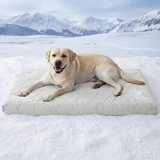 LE SURE Orthopedic Cooling Dog Bed, XXL Q-Max>0.5 Cooling Mat with Removable Washable Cover, Breathable Egg Crate Foam Non-Slip Summer Pad for Extra Large Active/Senior/Long-Haired Pets, 47x29 Inch