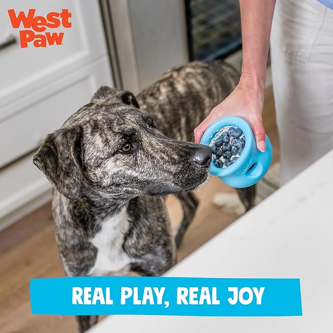 West Paw Zogoflex Toppl Interactive Treat Dispensing Puzzle Dog Toy for Mental Stimulation & Enrichment-Holds Kibble & Treats-Lickable, Freezable & Dishwasher Safe-Made in USA-Large-Granny Smith Green
