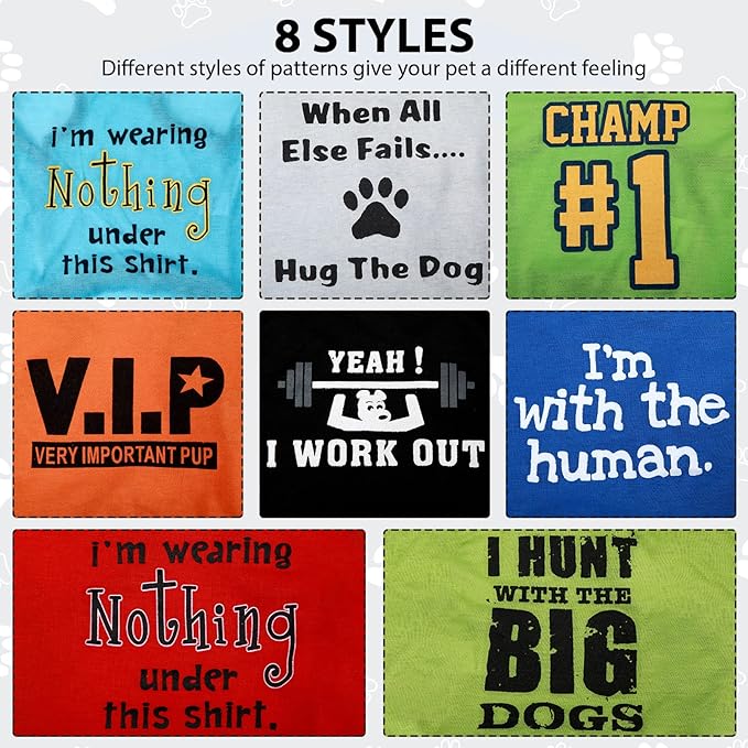 8 Pieces Dog Shirts Boy Funny Printed Puppy Clothes Summer Male Soft Dog Clothes Breathable Pet T Shirts Outfits Puppy Clothing Fit for Small and Medium Dogs(Medium)