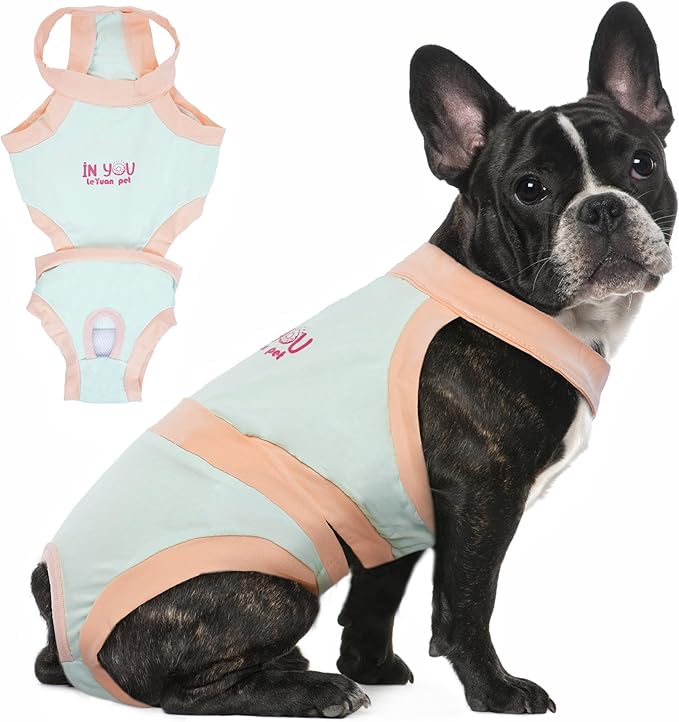 PUMYPOREITY Escape Proof Dog Diapers - Reusable & Washable, Suitable for French Bulldogs & Both Male & Female Dogs - Blue