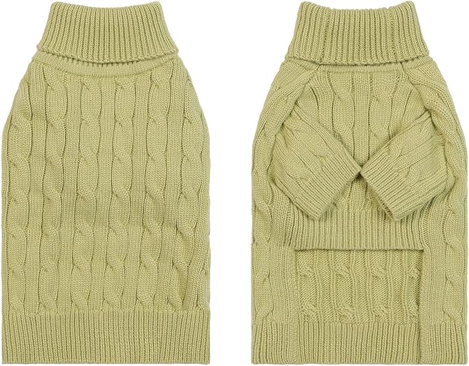 Small/Medium Dog Sweater, Warm Dog Winter Coat w/Sleeves, Comfortable High Neck Premium Dog Clothes for Golden Retriever-Best for Holidays, Daily Walks XXL Light Green
