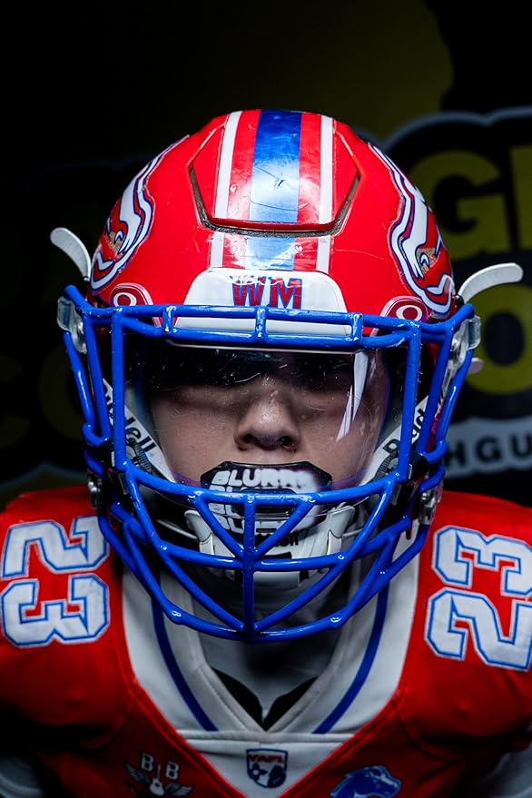 DAMAGE CONTROL Youth Football Mouth Guard – Breathable No Boil Mouthpiece, Protects Lips & Teeth, Works with Braces, Includes Helmet Strap – Sports Gear & Accessories (Blurr)