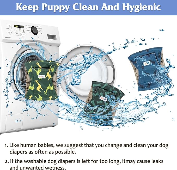 Reusable Dog Diapers Male 3Pcs, Premium Washable Belly Band for Male Dogs XLarge, High Absorbing Male Dog Wraps for Doggie in Incontinence, Excitable Urination and Training (Giraffe, XL)