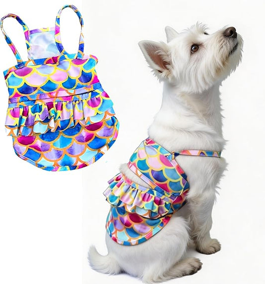 Funny Dog Swimwear Bikini Summer Dog Clothes Beach Swimsuit Puppy Bathing Suit Puppy Vest Cooling Pet Shirt for Small Dogs, Cat Apparel (Mermaid, Large)