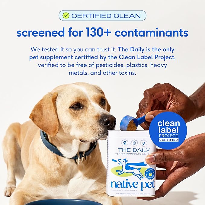 Native Pet The Daily Dog Vitamins & Supplements - 11-in-1 Multivitamin Powder for Dogs - Supports Whole Body Health, Digestion, Mobility & Immunity with Collagen, Glucosamine & Probiotics – 90 Scoops
