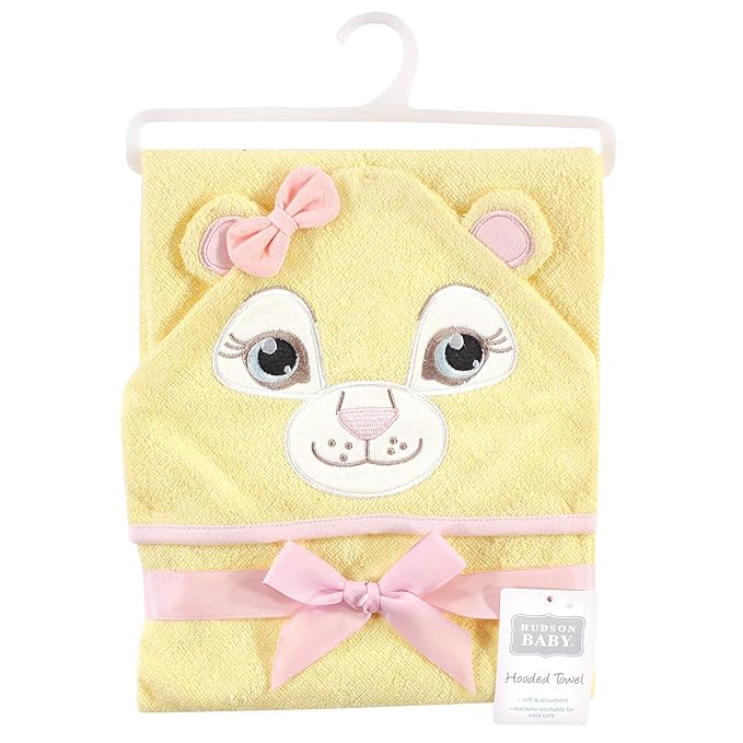 Hudson Baby Unisex Baby Cotton Animal Face Hooded Towel, Lion Girl, One Size