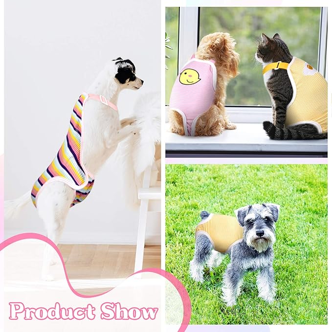 Nuanchu 3 Pcs Female Dog Diaper Sanitary Panties with Adjustable Suspender, Washable Reusable Doggie Diapers for Small Medium Large Dog in Heat Period Menstrual Pet Cats Ducks(Cute Pattern,XL)