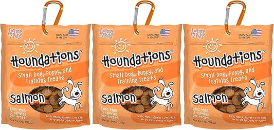Loving Pets 3 Pack of Salmon Houndations Small Dog, Puppy, and Training Grain-Free Treats, 4 Ounces Each, Made in The USA3