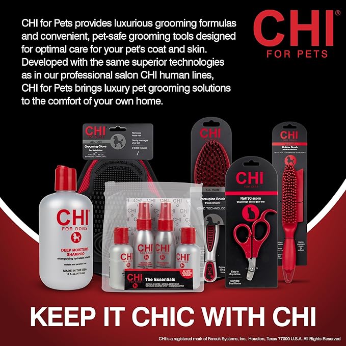 CHI for Dogs Gentle 2-in-1 Shampoo and Conditioner, pH Balanced Dog Wash with Ionic Technology, Moisturizing Clean for Puppies and Adult Dogs, All Coat Types, Made in The USA, 16 Fl Oz